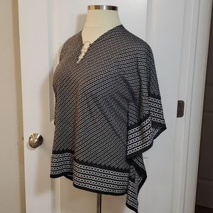 Michael Kors Breezy Black and Gray Poncho